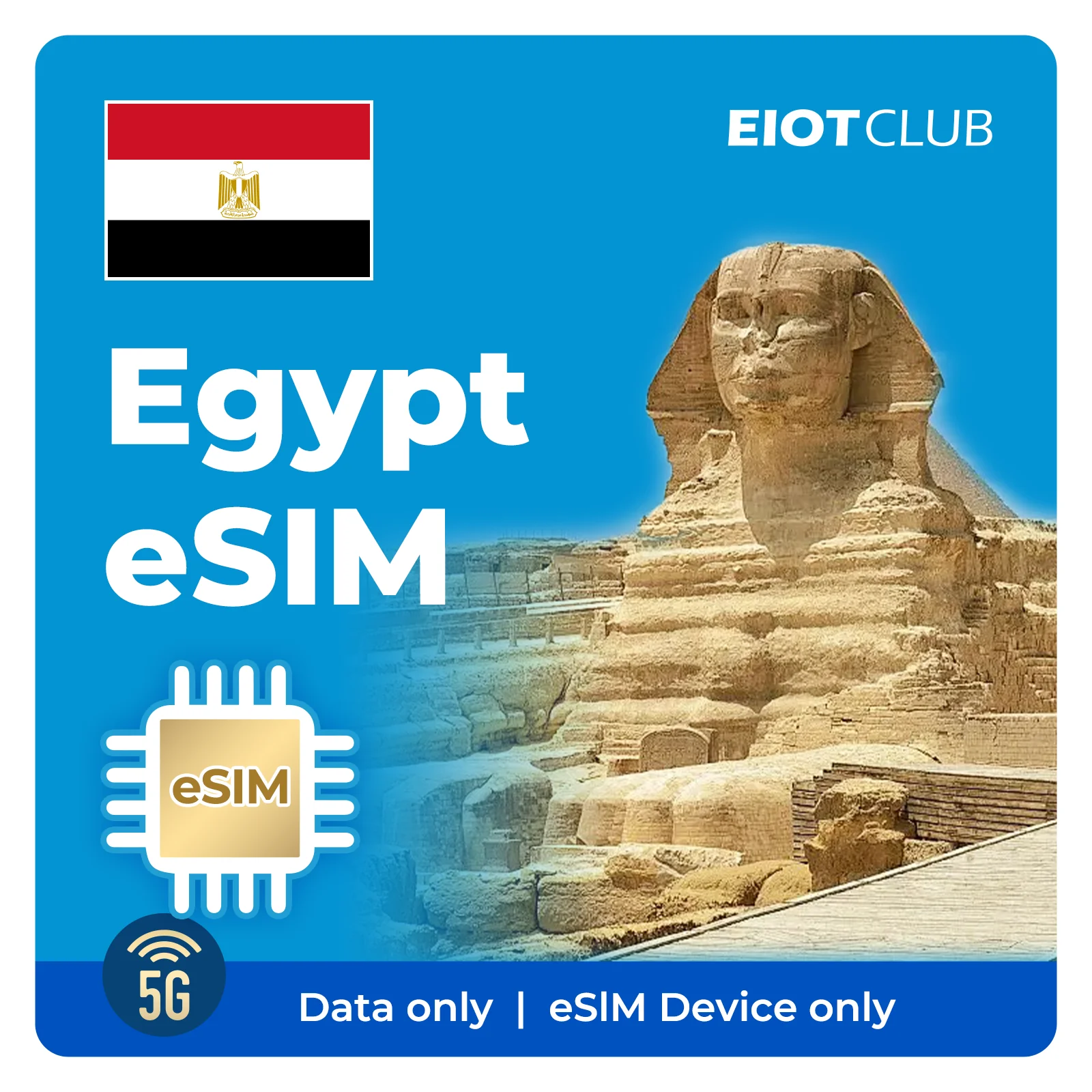 Egypt Prepaid eSIM - 5G High-Speed, Hotspot, No Roaming Fees, Supports Etisalat & Vodafone