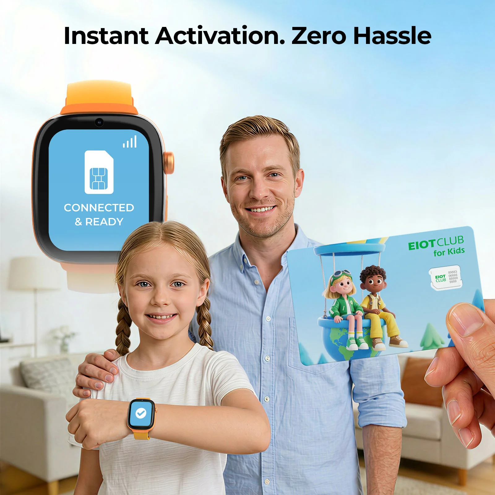 EIOTCLUB Kids' Smartwatch Prepaid Data SIM Card : Triple-Network Coverage | 100% Spam-Free | Zero-Config Setup - Image 3
