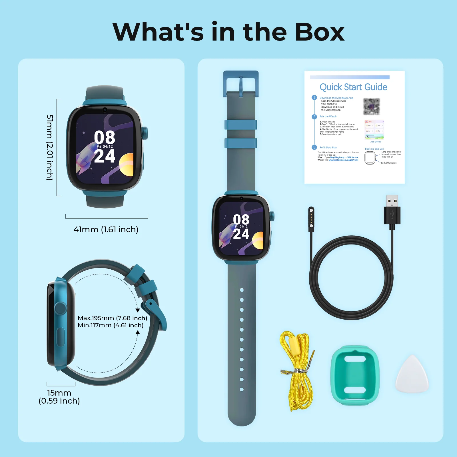 EIOTCLUB Kids Smart Watch MX3 (US Version) - 4G Video Call, GPS Tracker with Pre-installed SIM Card & 7-Day Free Trial - School Mode, SOS, IP68 Waterproof Children Smartwatch - Image 10