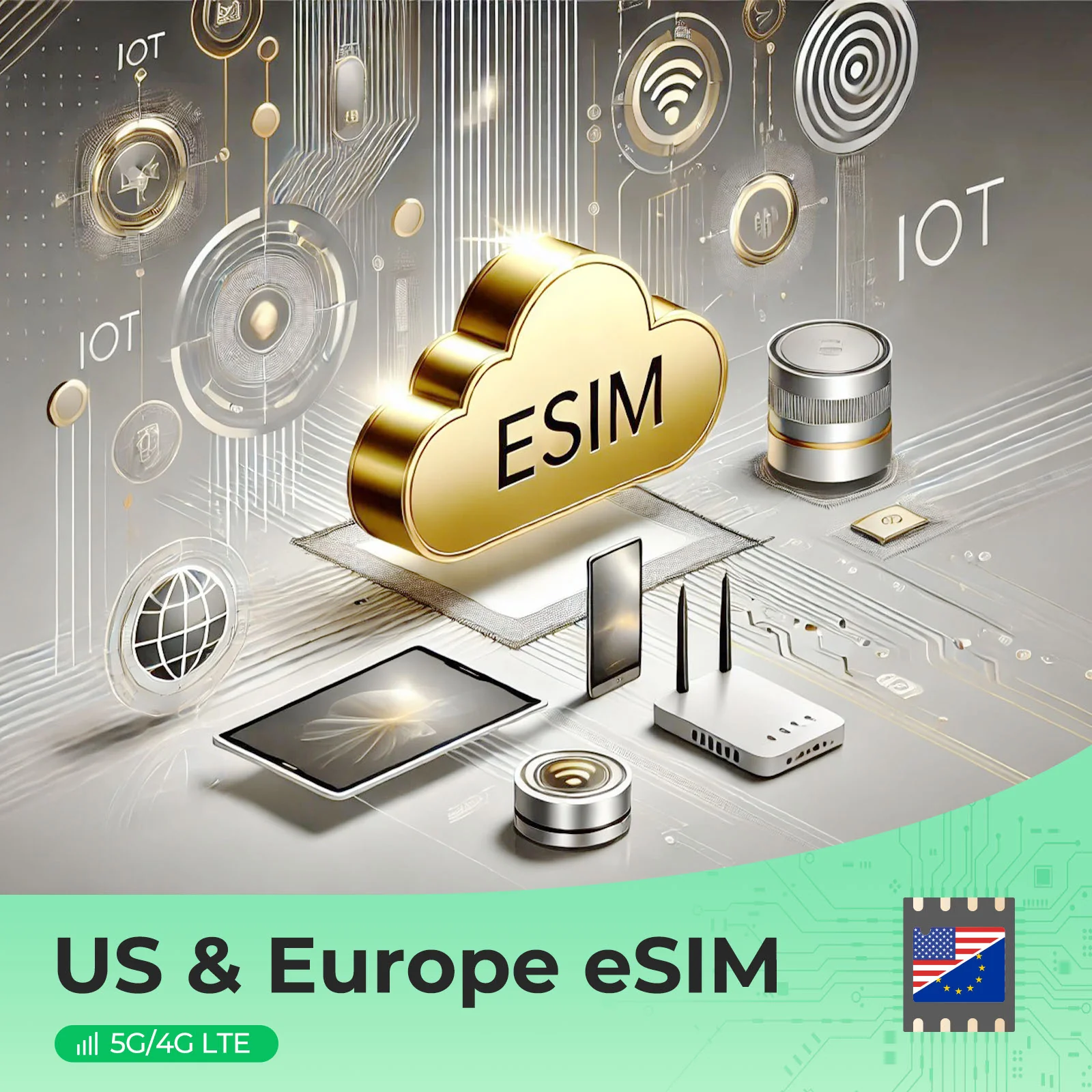 USA & Europe Prepaid Travel eSIM - 4G/5G in 38 Countries, Hotspot Ready